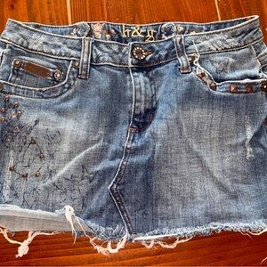 Denim Mini Skirt with Studded Details